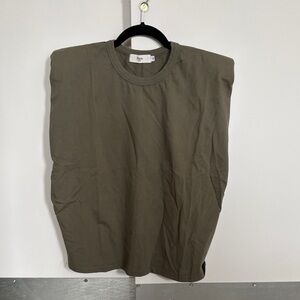 The Frankie Shop Olive Green Padded-Shoulder Tank Top